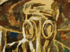 Ukrainian Soviet Painting cubism Chornobyl Collapse USSR political cartoon RARE