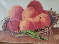 BEAUTIFUL~ Signed 1909 Peaches Fruit Still Life Oil Painting ON CANVAS