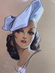 Original 1940 ArtWork Fashion Illustration Gouache Painting Peggy Schillander