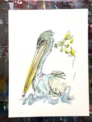 Original Abstract Expressionism 9X12 Pelican Paper Ink Handmade Signed Fine Art