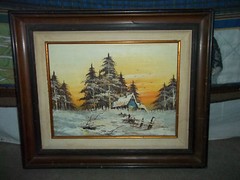 CABIN IN THE WOODS OIL PAINTED – SIGNED AND FRAMED
