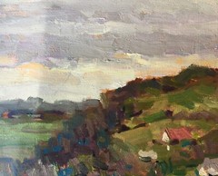 Oil painting Hill Ukrainian painter Canvas Unframed Decor original landscape art