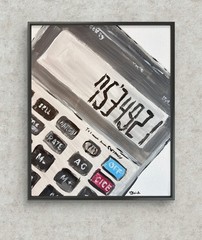 Retro Calculator Painting Original Pop Art Still Life Office Art 11×14 Canvas