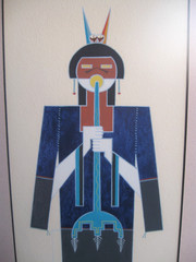 Native American Cochiti Manuel Chavez „OW U TE WA“ Flute Dancer painting 1964