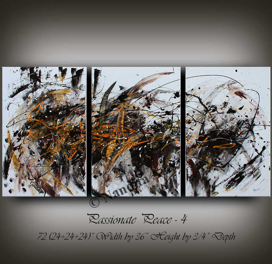 Abstract Modern Original Painting Blue Orange 72″ Wall Art On Canvas Artwork