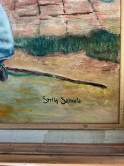 RARE OIL ON CANVAS PAINTING BY STELLA SZEMELA 97 YR OLD ARTIST