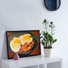 Food Painting Scrambled Eggs and Sausages Painting – Handcrafted Breakfast Food