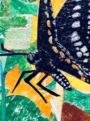 Guajardo Art: Butterflies Flourishing in the Light 12X24 Original Torn Collage