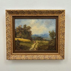 Detailed Landscape Oil Painting „Two Figures“ Refined Small Art