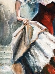 Flamenco Dancer in club setting 2 her lovely dress and style draws in admirers