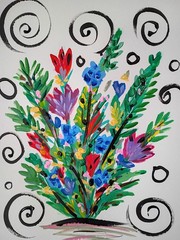 Florals & Swirls 9×12 Thick Watercolor Paper Original Art Expressionism Abstract