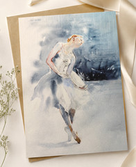 EUN JUNG | Original Ballerina Ballet Dancer Watercolor Painting | Signed OOAK
