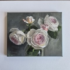 Pink roses bouquet oil painting original still life