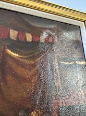 VINTAGE CIRCUS PAINTING WORKERS PERFORMERS 30 INCHES LISTED AMERICAN WPA STYLE