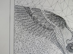 Vintage Surrealist China Drawing Signed Cristina Bullio 1980s C5