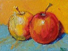 Apples Impasto Painting Original Art Impression Oil Painting 5.9 x 7.9 in