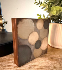 Small Abstract Circle Art Contemporary Painting on Wood Panel Shelf Sitter