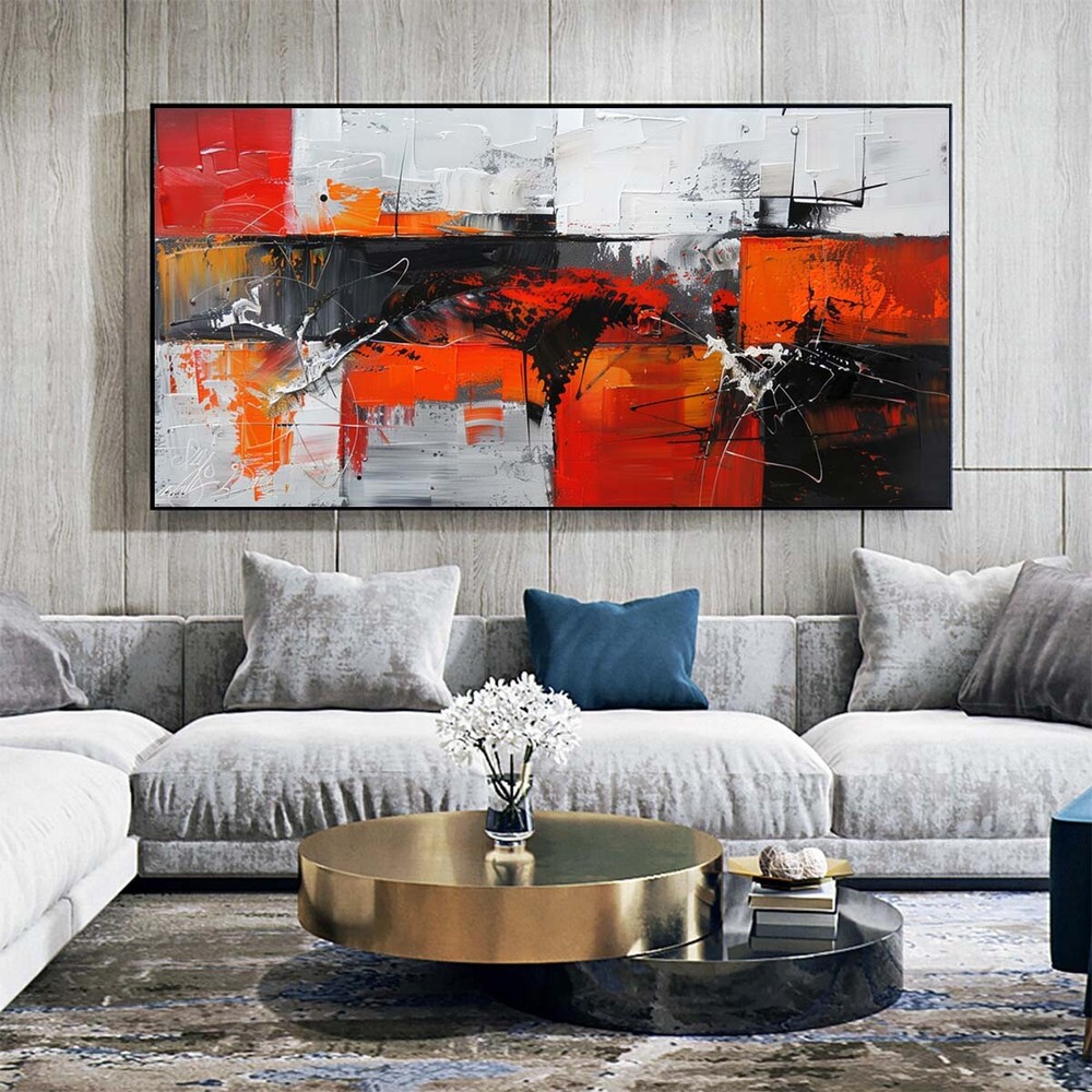 Red Handpainted Abstract Oil Paintings On Canvas Wall Art Picture Home Decor