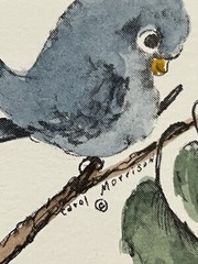 Vintage Signed & Numbered Carol Morrison #72 Mini Birds Framed Watercolor Art