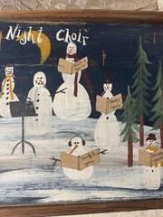 Vintage GY „The Stary Night Choir“ Oil On Wood Panel – Framed