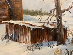 16 x 20 Original Oil Painting on Canvas…….“Winter Barn with Silo“