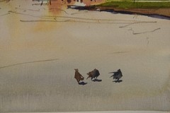 Watercolor Original Laguna Beach Sketch Main beach Palm Trees 9″x12″not a print