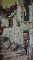 P Monzo Signed Old Town Palette Knife Oil Painting, 13 3/4″ x 12 1/4″, Framed
