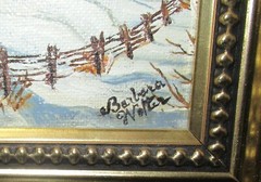 BARBARA WALTERS „A WINTER DAY“ SMALL ORIGINAL OIL ON BOARD LANDSCAPE PAINTING