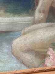 Antique Painting Drawing Women Bathing Nature Female Model Woman Landscape
