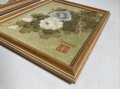 Vintage Original Oil Painting Pair (2x) Flowers, Bees, Butterfly -Signed, Framed