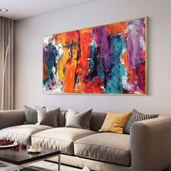 Modern Palette Knife Texture Colorful Abstract Wall Art Oversize Oil Painting#11