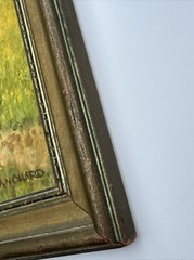 ANTIQUE AMERICAN FOLK ART REGIONALISM PAINTING FARM LANDSCAPE CHILDREN 24 INCH