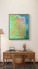 BLESSED#1518 Hummingbirds Sparring 20×16 Original Art Canvas Acrylic