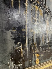 Vintage Mid-Century Modern Expressionist “Venice” Framed Oil Painting 41” x 29”