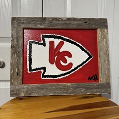 Hand Painted KC Chiefs Framed Wall Decor Signed MH Man Cave Sports Swiftie