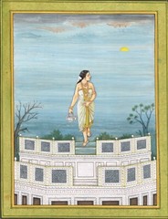 Painting Of A Woman Holding Basket View Of Morning Art On Paper 10.5×13.5 Inches