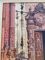 Iconic Church Painting Religious Architecture Vintage Mexico Listed American Oil