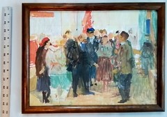 VINTAGE (1957) RUSSIAN VLADIMIR LENIN~SOCIALIST PAINTING~TAMARA NAUMOVA-LOOK !