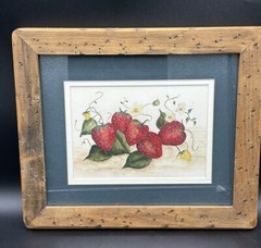 Original Artwork Strawberries by Tami Wolfgram Signed Cottage Core 11 x 9.5 in