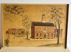 VINTAGE 1964 Bonnie von Duyke Dover, Delaware Historical Sites Large Painting