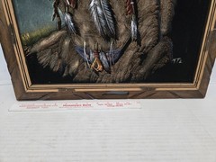 1970s Mexican Velvet Felt Painting Eagle Native American Framed FREE SHIPPING