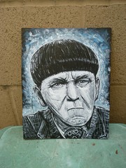 Three Stooges MOE comedy ICON new 8×10 wood original painting art signed Crowell
