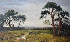 ACROSS HEATHLAND TO HILLS BEYOND ANTIQUE OIL PAINTING BRITISH SCHOOL c1880/1900