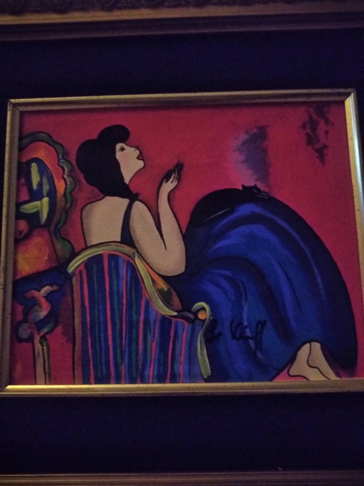 LINDA LE KINFF Signed Embellished Serigraph on Canvas FRAMED 16.5″ x 15″