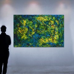 62”x40” Pollock/Richter style canvas painting Acrylic,Abstract, Modern,X Large