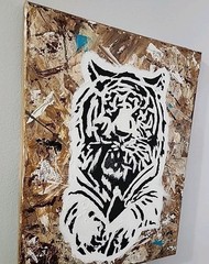 White Tiger Acrylic Original 3D Painting Unframed 11×14 Stretched Canvas