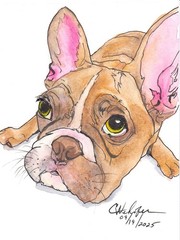 Original Watercolor Art Print – Dog, French Bulldog – Open Edition 8×6”