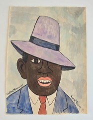 Aaron Wilson 1965 Original Folk Art Watercolor Portrait Canton Mississippi