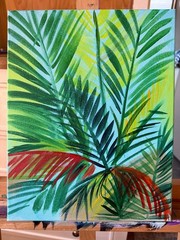 Original Art Acrylic Painting Palms „Sunny Day“ Colorful Modern Canvas 11×14