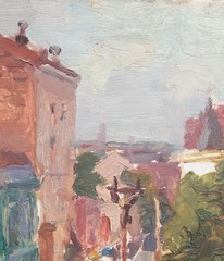 Oil painting City street Ukrainian painter Unframed Decor original landscape art